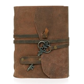 cuero Leather Journal for Women Men, Deckle Edge Paper Leather Notebook of 180 GSM, Book of Shadows Journal Blank, Leather Bound Journal diary (Vintage Brown)
