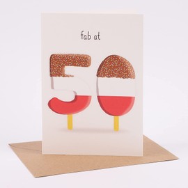 Fab at 50 - Happy 50th Birthday Card - 'Fab at 50' - Funny Retro Ice Lolly Design - Perfect for Women - For Her Mum Daughter Auntie Sister Wife or Mate