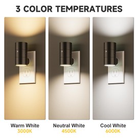 NIORSUN Night Lights Plug into Wall, Dimmable with 3 Color Modes & Auto On/Off Sensor, Ultra-Slim Nightlight for Hallway, Bathroom, Bedroom, Nursery, Kitchen (4 Pack, Black)