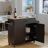 IRONCK Rolling Kitchen Island Table on Wheels with Drop Leaf,