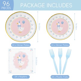 24 Set One Silly Goose Tableware Kits Sweet Goose Party Supplies