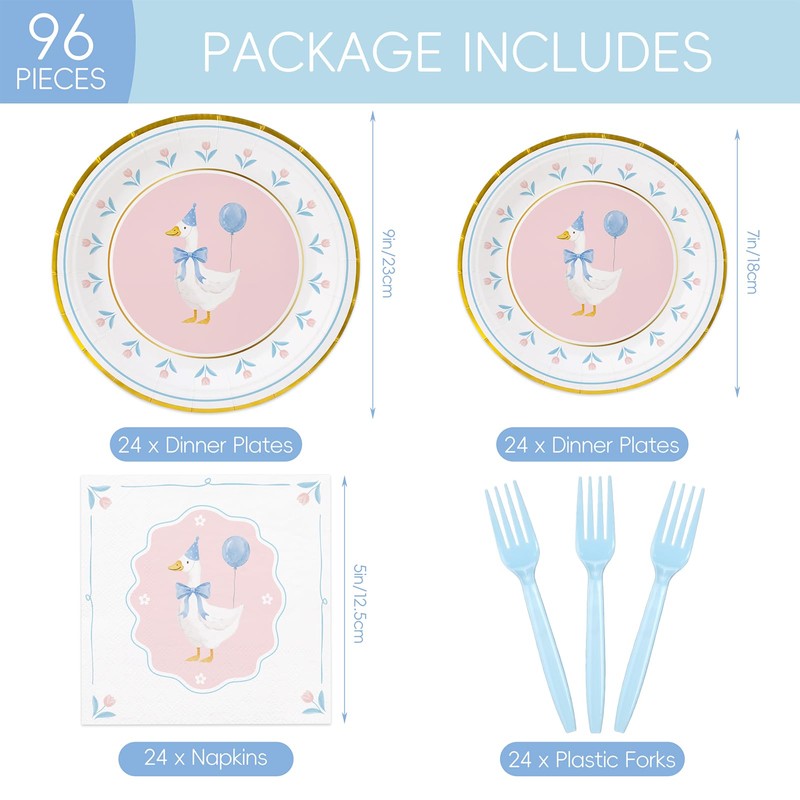24 Set One Silly Goose Tableware Kits Sweet Goose Party