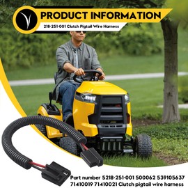 Clutch Pigtail Wire Harness 5218-251-001, 500062, 539105637, 71410019, 71410021, Compatible with Cub Cadet, MTD, Troy Bilt, Husqvarna, Craftsman, Exmark, John Deere, Rotary, Hustler Super Lawn Mower