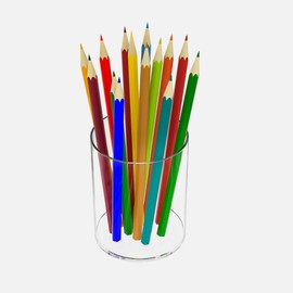 Hexsonhoma Clear Acrylic Pen Holder Round Shape, Desktop Pencil Cup Holder, Countertop Stationery Organiser for Office Desk Accessories, Diameter 9 x 11 cm