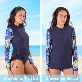MASOCIO UV Shirt Women's Long-Sleeved and 1/4 Zip Surf Swimming Shirt UPF 50+Rash Guard S-XXL, navy