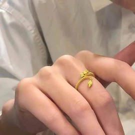 Inilbran Punk Gold Dragon Finger Ring Vintage Dragon Wrap Open Ring Gold Dragon Open Knuckle Ring Ancient Dragon Stacking Ring Jewellery for Women and Girls, Zinc