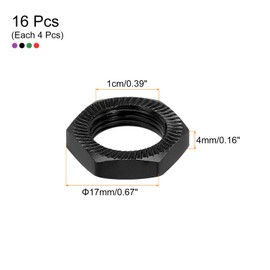 sourcing map Aluminum 17mm RC Wheel Nut Thread M12x1.0mm Hex Wheel Nuts RC Wheel Nut for 1/8 RC Model Car Trucks Off Road Car Upgraded Parts Pack of 16(Black/Red/Green/Purple)