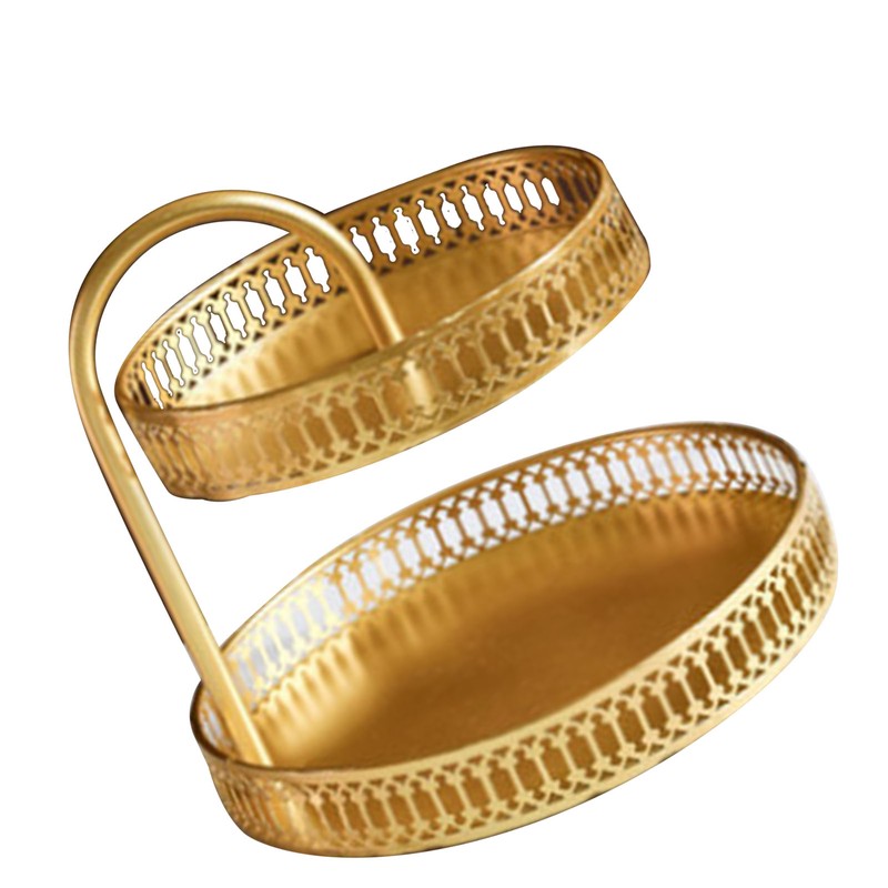 Double Layer Pastry Tray Decorative Copper Gold Biscuits Dessert Display
