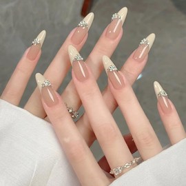 Domiya Nail Tips, 24 Pieces, Nail Tips, Short, Summer, Popular, Japanese Style, Cute, Simple, Stylish, Coming of Age of Entrance Ceremonies, Graduation Ceremonies, Weddings, Parties, Brides, Daily
