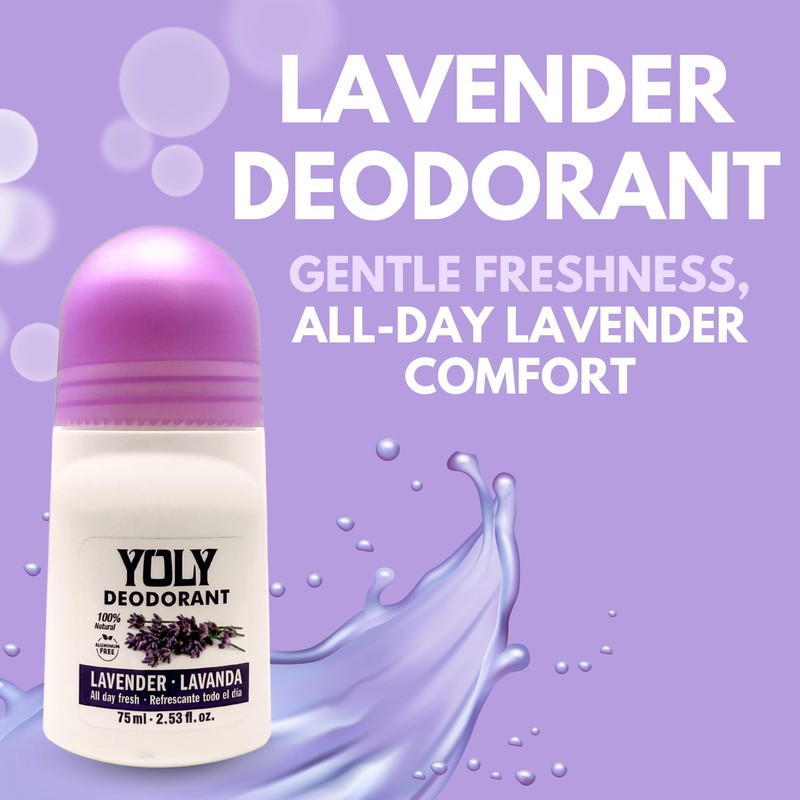 Yoly Lavanda Natural Deodorant – Aluminum-Free, Paraben-Free, Long-Lasting Odor Protection,