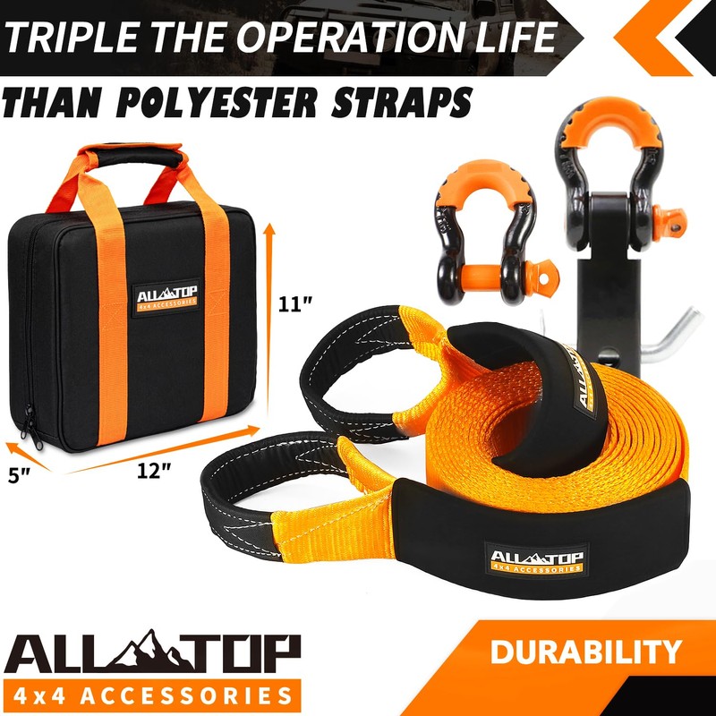 ALL-TOP Nylon Recovery Kit with Hitch Receiver: 3" x 20'