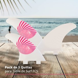 E8 FIN SYSTEM - Surfboard FCS A1 - Fins in size L - incl. accessories such as changing keys, bag - 40% fibreglass - white/pink