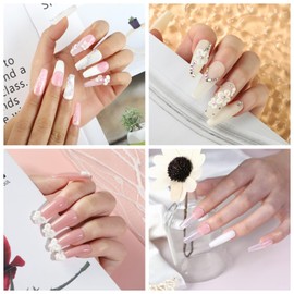 COSCELIA Acrylic Nail Kit for Beginners Nail Kit Acrylic Set White Pink Clear Acrylic Powder with Nail Brush Nail Forms Acrylic Nail Supplies with Everything for Nails Extension DIY at Home Salon