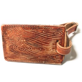 Rustic Wood Grain Leather Luggage Tag