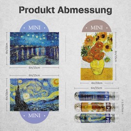 MISITU Smallest Puzzle 150 Pieces for Adults Mini Puzzle Challenging Van Gogh Painting Puzzles, Pack of 3