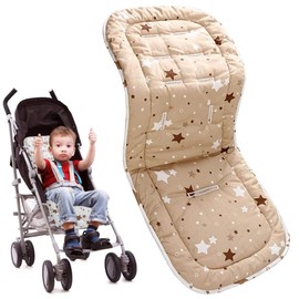 BAYLOVE Cojin para Carriola, Cojín Silla para Cochecito de 100% Algodón, Acolchado Ajustable para Silla de Coche, Disponible por Ambas Caras, Transpirable y Lavable (Estrellas Blancas)
