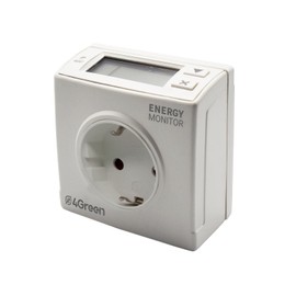 VEMER 4GREEN VE798700 Energy Monitor - Electrical Energy Meter with Plug, Electric Consumption Meter with Schuko Socket, Ideal for Monitoring Consumption Appliances, White