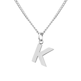 GD GOOD.designs EST. 2015 Chain with letters silver - skin friendly necklace for ladies (A-Z pendant) I Silver letter chain (K)
