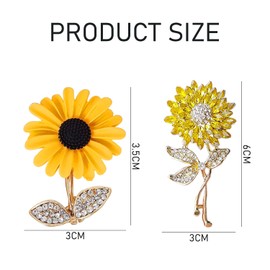 2 Pieces of Sunflower Brooches, Sunflower Brooches, Flower Brooches, Cute Small Brooches, Pastoral Style Brooches, Suitable for Parties, Daily Wear, Birthday Gifts (Yellow)