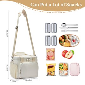 HSHRISH Large Lunch Bags for Women Insulated Lunch Bags Women,Thermal Lunch Bags for Women Reusable Waterproof Leakproof Lunch Bag for Adults Women Work Picnic Beach Outdoor Camping 10L White