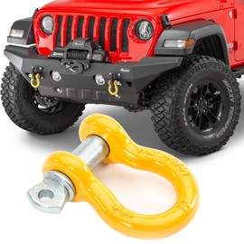 Quadratec 3/4" D-Ring Shackle - Yellow Powder Coat Finish - 3/4" D-Rings with 7/8" Diameter Screw Pins - 4-3/4 Ton Working Load Limit - Fits Clevis Tabs Up to 1.25" Thick - Heavy Duty Steel