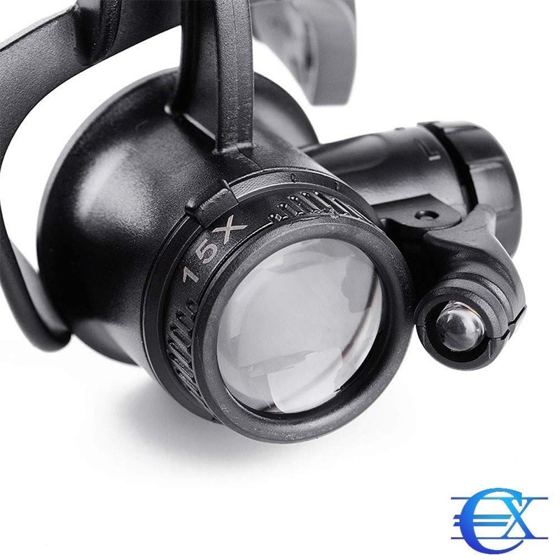 EUROXANTY Magnifying Glasses, Head Magnifier with LED Lighting, 10, 15,