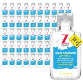 Zoviro Hand Sanitizer Gel, 2 Fl Oz Flip-Cap Bottle, Moisturizing with Essential Oils and Aloe, Refreshing Scent, Rinse-Free Formula, Mini Hand Sanitizer Travel Size (Pack of 50)