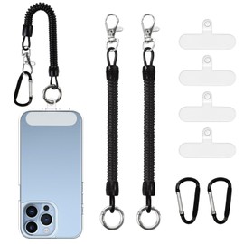 JingRoom Phone Lanyard Tether with Patch, 2Pack of Anti Theft Phone Strap with Carabiner for Father's Day Gift,Anti-Drop Outdoor Skiing Hiking Cycling Climbing (2*Tether+ 4*Patch + 2*Carabiner Clip)