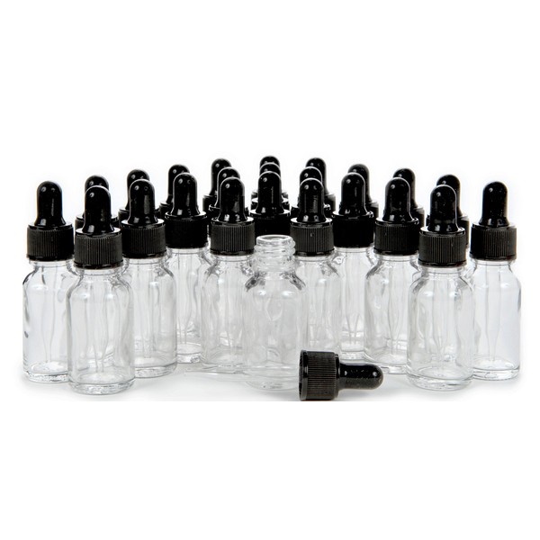 Vivaplex, 24, Clear, 10 ml (1/3 oz) Glass Bottles, with Glass Eye Droppers