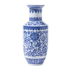 GaLouRo Blue and White Vase, Blue Vase, Chinoiserie Vase, Ginger Jar Vase for Home Decor, Porcelain Decor,10" H