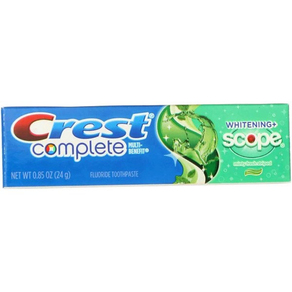 Crest Complete Multi-Benefit Fluoride Toothpaste, Whitening Plus Scope, Minty Fresh 0.85 oz (Pack of 3)