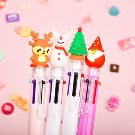MFUOE 16 Pieces Multicolor Christmas Ballpoint Pens Multi Coloured Pens 6-in-1Retractable Ballpoint Multicolour Pens (16)