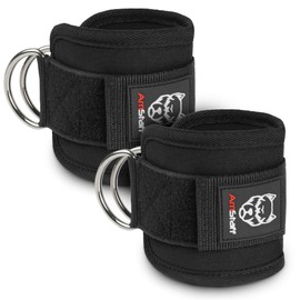 AmStaff Fitness Ankle Straps for Cable Machines – Padded Gym Ankle Cuffs for Glutes, Legs, and Booty Workouts – Adjustable Cable Attachments for Women & Men – One Size (Black, Pair)