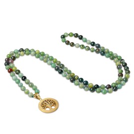 COAI Tree of Life 108 Mala Beaded Necklace with Australian Jasper Stones