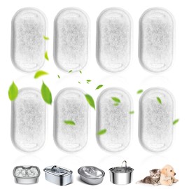 Cat Water Fountain Filter, 8 Pack Replacement Filter for 108/3.2L& 67oz/2L Stainless Steel Pet Water Dispenser Fountain Filters, Pet Water Fountain Filters with Pre-Filter Sponges