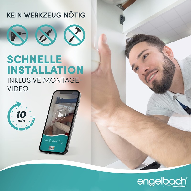 Engelbach Trap for Kitchen Sink with Flexible Drain Hose, Flexible