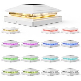 JOFIOS 16Pack Solar Post Cap Lights - 8 RGB Color Changing Modes & Multicolor Flow, IP65 Waterproof - for 4x4/6x6 Wood & 4x4/55 Vinyl Fence Posts - Outdoor Deck, Patio, Garden Lights (White)