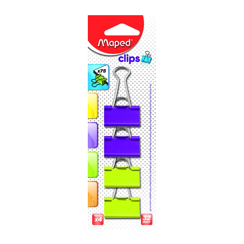 Maped Helix Usa Binder Clips 32mm, Acrylic, Multicoloured, 5-Piece