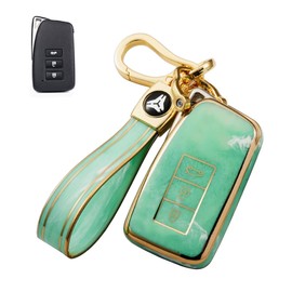 [BAGOOD] Lexus Key Case, Key Holder, Scratch/Drop Prevention, Premium TPU, Ultra Lightweight, Accessory, Lexus NX 20 Series, 10 Series, RX IS GS RC RC F, LX, 3 Buttons (Green)