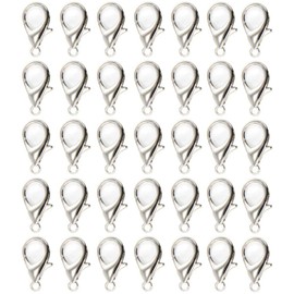 Lobster Clasp, Jewellery Clasps, Pack of 100, Silver-Plated Lobster Clasps for Necklaces, Bracelets, Pendants, Anklets, Jewellery Making (Silver 12 mm)