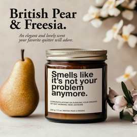 Farewell Gifts for Coworkers - Coworker Leaving Gifts for Women & Men - British Pear & Freesia Soy Wax Scented Candle (7.7 oz) - Funny Going Away Gift for Coworker - Goodbye Gifts (Not Your Problem)