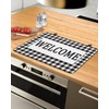 Stove Cover for Electric Stove, Welcome Black White Buffalo Check