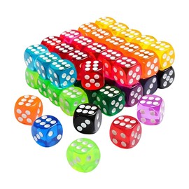 100 Pcs 14mm Colorful Game Dice Small Classroom Dice Math Teaching Dice Role Playing Dice Acrylic 6 Sided Dice Standard Size Colored Dice for Table Games