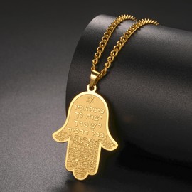KKJOY Hamsa Hand of Fatima Pendant Necklace with Star of David Stainless Steel Hebrew Rune Necklace Khamsah Amulet Protection Jewellery for Women Men