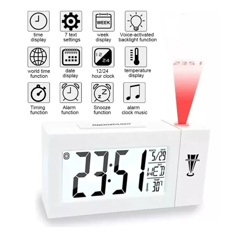 XOF Reloj Despertador Con Proyector Digital 908182