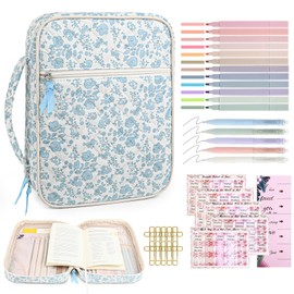 Bible Cover Case for Women Large Bible Cover Bag Bible Study Supplies Bible Journaling Kit Book Carrying Case with Bible Highlighters Christian Gifts for Women