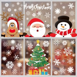 Christmas Window Clings 262PCS Christmas Window Stickers Christmas Clings for Windows Christmas Window Stickers Santa Window Clings Christmas Window Sticker Santa Snowman Snow Window Stickers