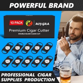 roygra Cigar Cutter, Enlarge 65 Ring Fit Almost Cigar Sizes, Guillotine Double Blade - 10 Pack