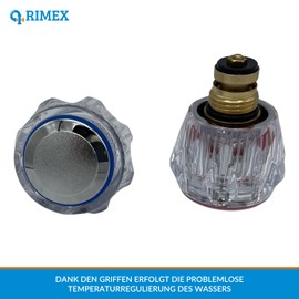 Rimex Tap Head Set Cold Water Tap Hot Water Kitchen Bathroom Hood Handle Sanitary Top 1/2 Inch Valve Top for Bathroom Red Blue Chrome Plated 1 Pair