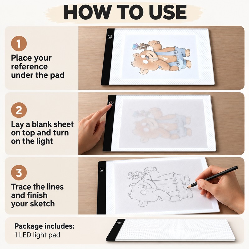 Portable LED Tracing Light Pad for Drawing – USB-Powered Copy